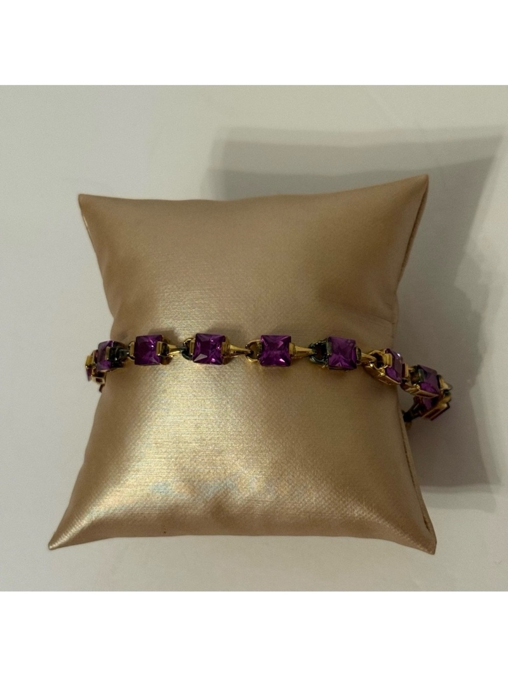 ROSS-SIMONS BRACELET 925 STERLING SILVER GOLD VERMEIL PURPLE AMETHYST STONES 8”